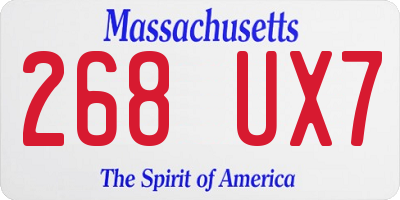 MA license plate 268UX7