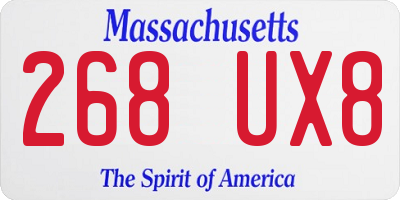 MA license plate 268UX8