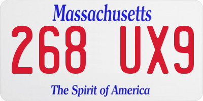 MA license plate 268UX9