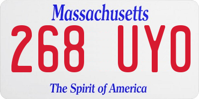 MA license plate 268UY0