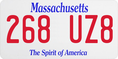 MA license plate 268UZ8