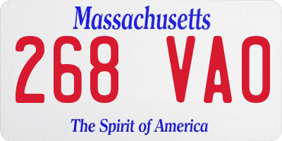 MA license plate 268VA0