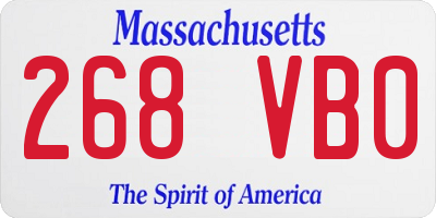 MA license plate 268VB0