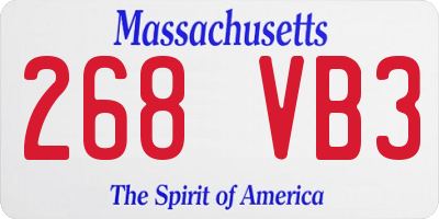 MA license plate 268VB3