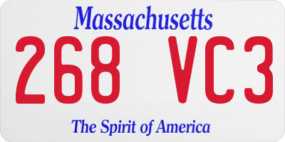 MA license plate 268VC3