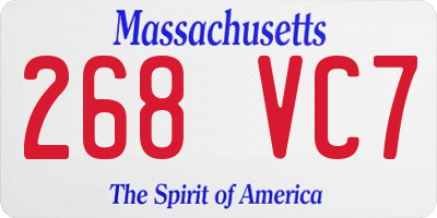 MA license plate 268VC7