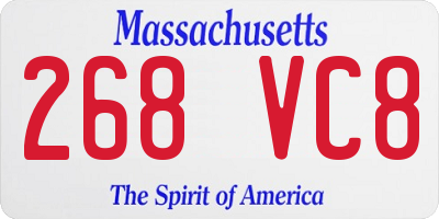 MA license plate 268VC8