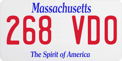MA license plate 268VD0