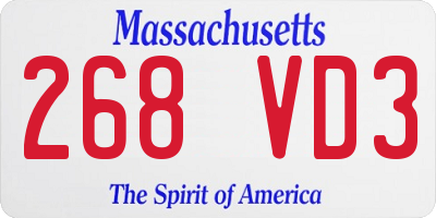MA license plate 268VD3