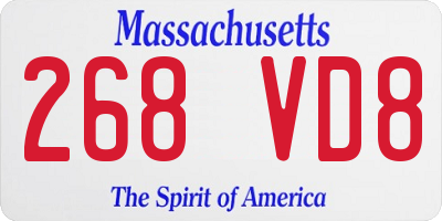 MA license plate 268VD8