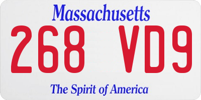 MA license plate 268VD9