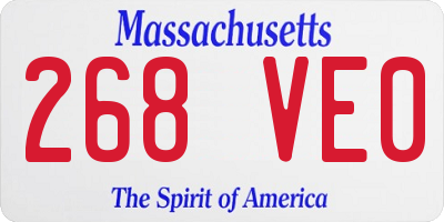 MA license plate 268VE0