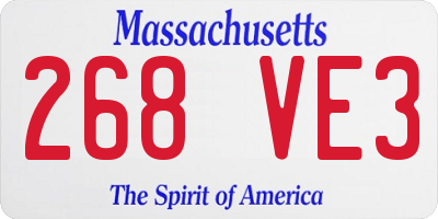 MA license plate 268VE3