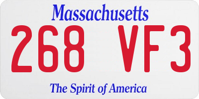 MA license plate 268VF3