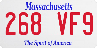 MA license plate 268VF9
