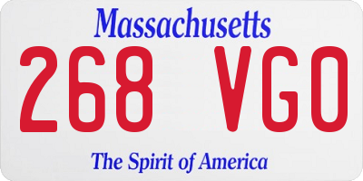 MA license plate 268VG0