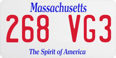 MA license plate 268VG3