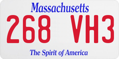 MA license plate 268VH3