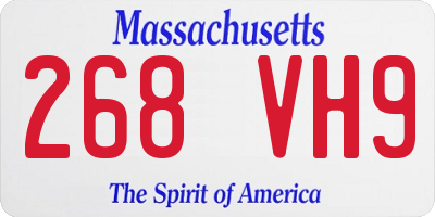 MA license plate 268VH9