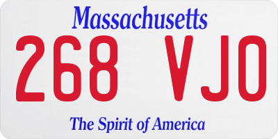 MA license plate 268VJ0