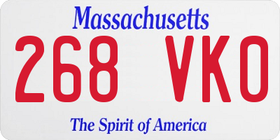 MA license plate 268VK0