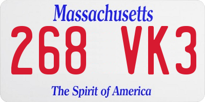 MA license plate 268VK3