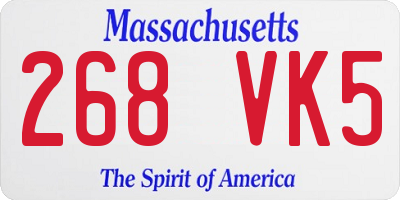 MA license plate 268VK5