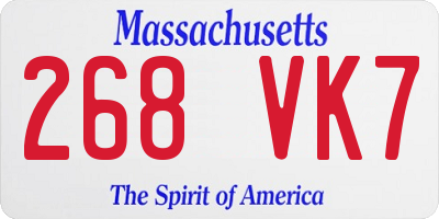 MA license plate 268VK7