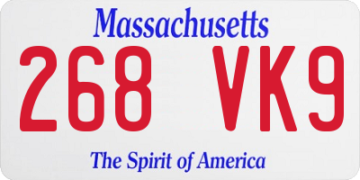 MA license plate 268VK9