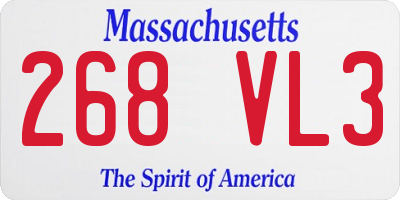 MA license plate 268VL3