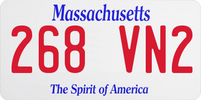 MA license plate 268VN2