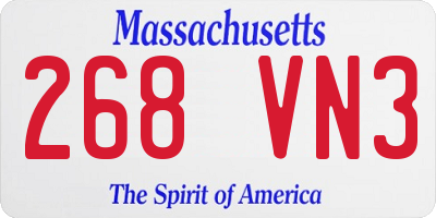 MA license plate 268VN3