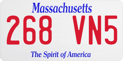 MA license plate 268VN5