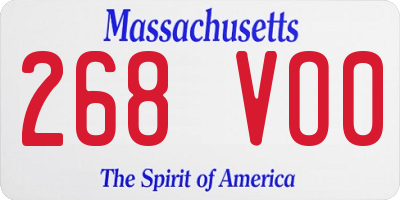 MA license plate 268VO0