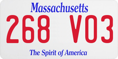 MA license plate 268VO3