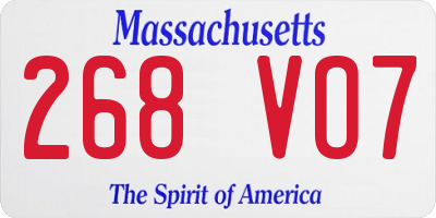 MA license plate 268VO7
