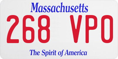 MA license plate 268VP0