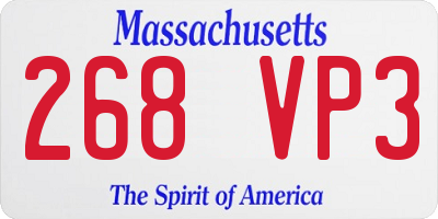 MA license plate 268VP3