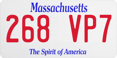 MA license plate 268VP7