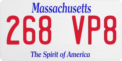 MA license plate 268VP8