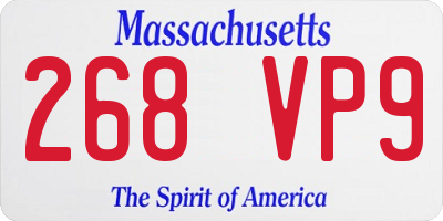 MA license plate 268VP9