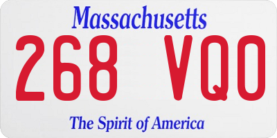 MA license plate 268VQ0