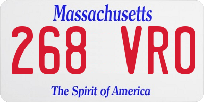 MA license plate 268VR0