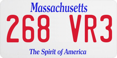 MA license plate 268VR3