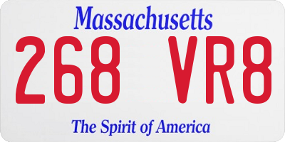 MA license plate 268VR8