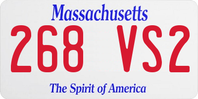 MA license plate 268VS2