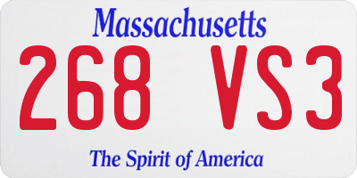 MA license plate 268VS3
