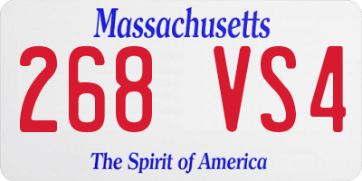 MA license plate 268VS4