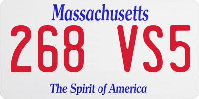 MA license plate 268VS5