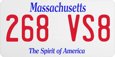 MA license plate 268VS8